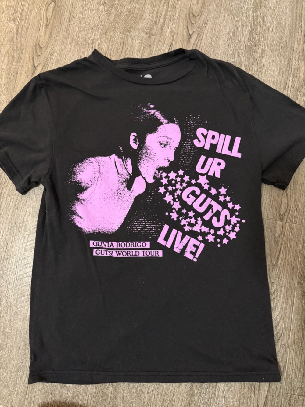 Olivia Rodrigo 'Spill Ur Guts' Black & Pink Tour Tee